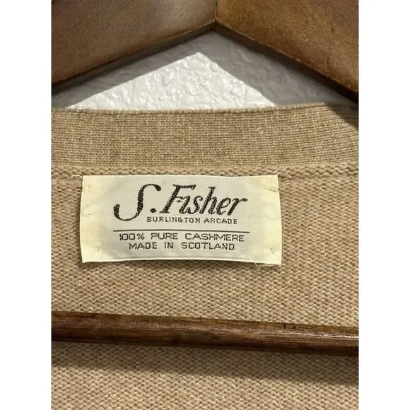 VINTAGE S. Fisher Burlington Arcade Cashmere Cardigan Sweater Adult Large Mens